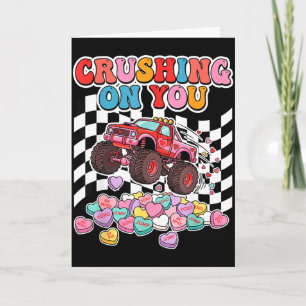 Auf dich stehende Monster Truck Valentinstag Retro Karte