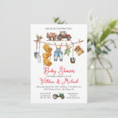 Auf die Babydusche von Farm Couples Einladung (Stehend Vorderseite)