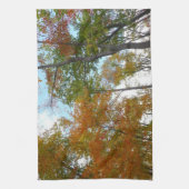 Auf die Herbstlaube schauend Ich farbige Fallfolie Geschirrtuch (Vertikal)