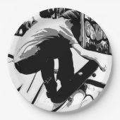Auf die Rampe treffen - Skateboarder Pappteller (Vorderseite)