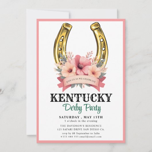 Auf die Rennen! Nehmen Sie an einem Derby-Party te Einladung (Vorderseite)