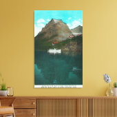 Auf die Sonne blickender Chalet Leinwanddruck (Insitu (Wohnzimmer))