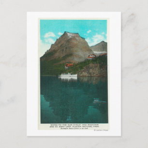 Auf die Sonne blickender Chalet Postkarte