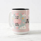 Auf die Sterne und zurück: Personalisierte Liebe Zweifarbige Tasse (Vorderseite Links)