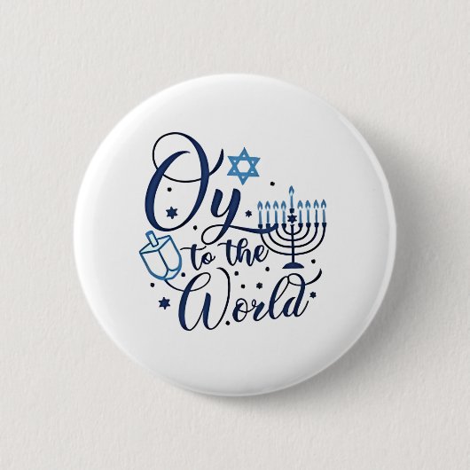 Auf die Welt Hanukkah jüdischer Funny Button (Vorderseite)
