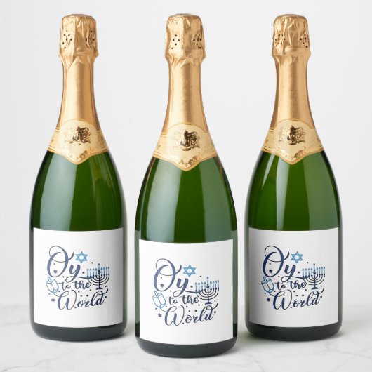 Auf die Welt Hanukkah jüdischer Funny Schaumweinetikett (Flaschen)
