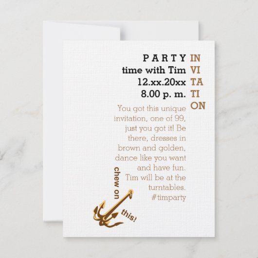 Auf dieser Hook-Einladung kauen Einladung (Rückseite)