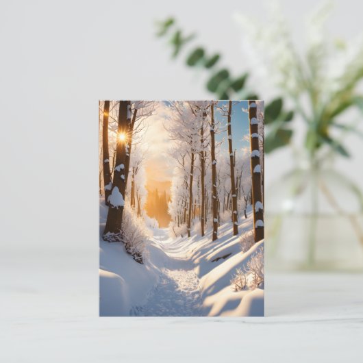 Auf dieser Schneedecke erwartet Sie ein Winterwund Postkarte (Stehend Vorderseite)