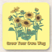 Auf eigene Art Sonnenblumen wachsen Getränkeuntersetzer (Vorderseite)