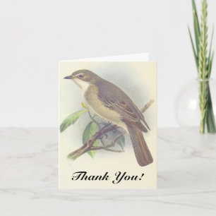 Auf einem Ast sitzender Vogel, "Danke!" Karte
