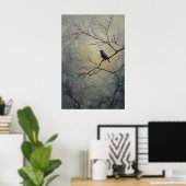 Auf einem Baum sitzender Vogel Dark Academia, Voge Poster (Heimbüro)