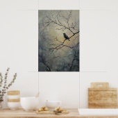 Auf einem Baum sitzender Vogel Dark Academia, Voge Poster (Küche)