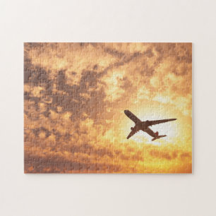 Auf einem Düsenflugzeug abfliegen Himmel Sonnenunt Puzzle
