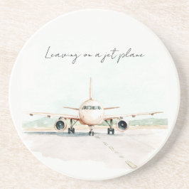 Auf einem Düsenflugzeug Abschied nehmen Getränkeuntersetzer