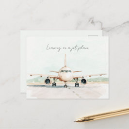 Auf einem Düsenflugzeug Abschied nehmen Postkarte