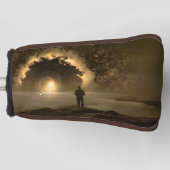 Auf einem Hügel stehender Mann mit Blick auf einen Golf Headcover (Vorderseite)