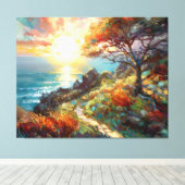 Auf einem Hügel über dem Ozean Leinwanddruck (Insitu (Holzboden))