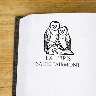 Auf einem Schleiereulenschild geprägtes Ex Libris Gummistempel