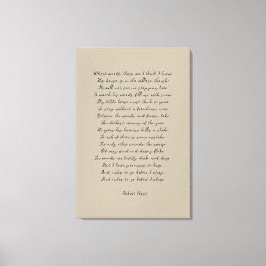 Auf einem schneebedeckten Abend, Robert Frost Leinwanddruck (Vorderseite)