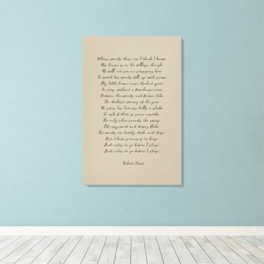 Auf einem schneebedeckten Abend, Robert Frost Leinwanddruck (Insitu (Holzboden))