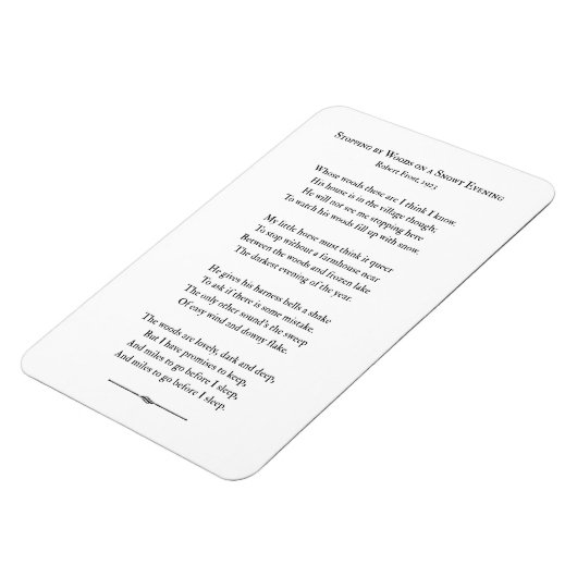 Auf einem schneebedeckten Abend, Robert Frost Magnet (Linke Seite)