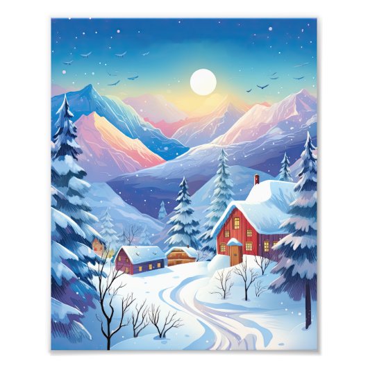 Auf einem schneebedeckten Morgen Fotodruck (Vorne)