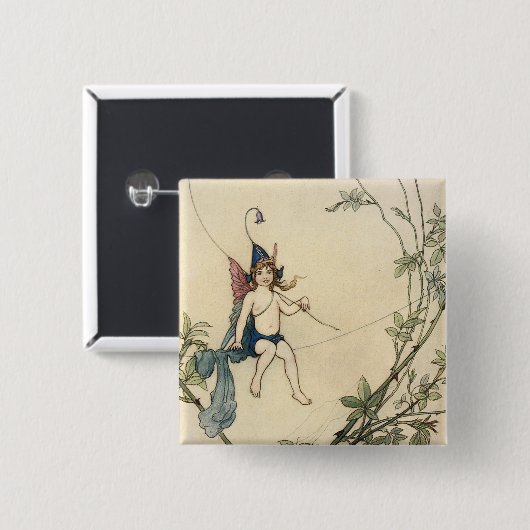 Auf einem Spinnengewirr sitzend Button (Vorne & Hinten)