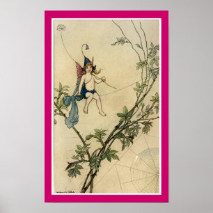 Auf einem Spinnengewirr sitzend Poster