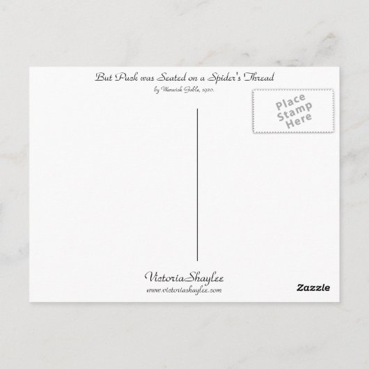 Auf einem Spinnengewirr sitzend Postkarte (Rückseite)