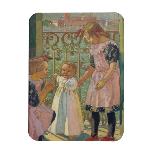 Auf einem Venezianischen Balkon Magnet (Vertikal)