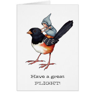Auf einen Vogel fliegen, wenig Gnome, Kunst, Flug