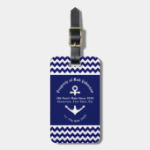 Auf einer Kreuzfahrt Navy Blue Nautical Anchor Lug Gepäckanhänger (Vorderseite vertikal)