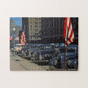 Auf einer Stadtstraße geparkte Autos, Lincoln, NE, Puzzle