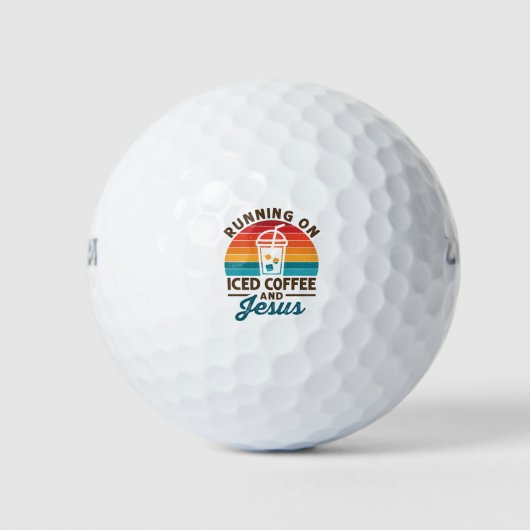 Auf Eiskaffee und Jesus Retro laufen Golfball (Vorderseite)