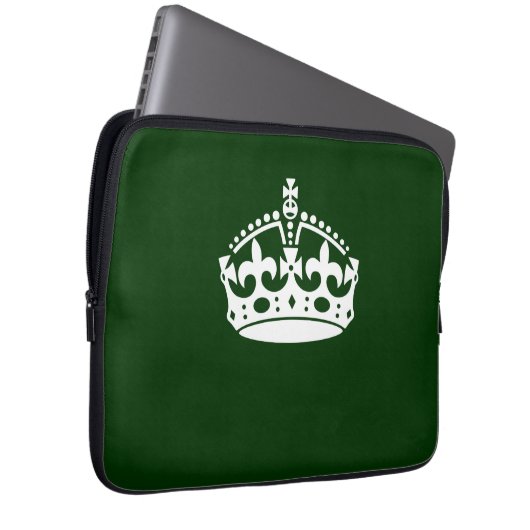 Auf Forest Green ein Symbol für eine ruhige Krone Laptopschutzhülle (Vorne Rechts)