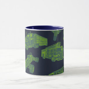 Auf geht's Blaue und Grüne Bewegte Fahrzeuge Autos Tasse