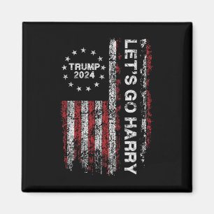 Auf geht's Harry Lustig Trump US Flagge Vintage Magnet