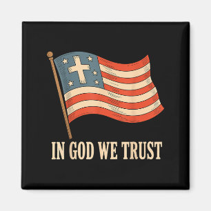 Auf Gott vertrauen wir Amerikanische Flagge Kreuz Magnet