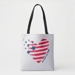 Auf Gott vertrauen wir Patriotisches Herz Tasche