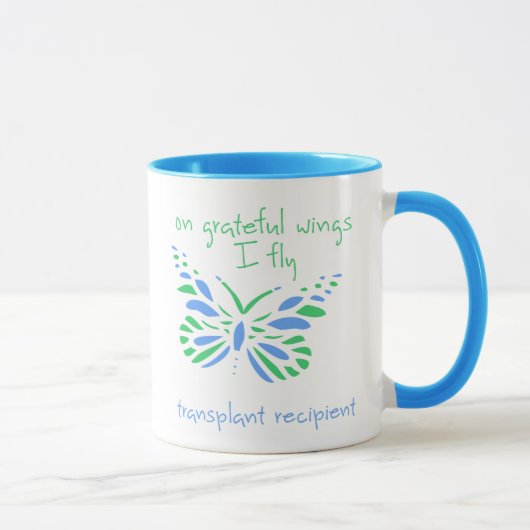 Auf Grateful Flüge I Fly - Transplantatempfänger Tasse (Rechts)