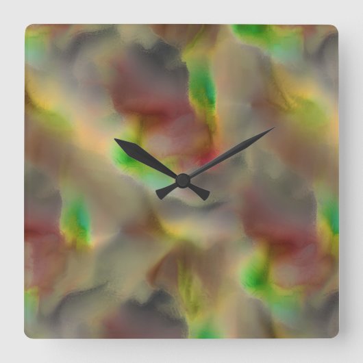 Auf grauen Farbtönen sehen Glas in Rot und Kalkgrü Quadratische Wanduhr (Vorderseite)