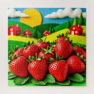 Auf Greenfield angezeigte frische Erdbeeren Puzzle