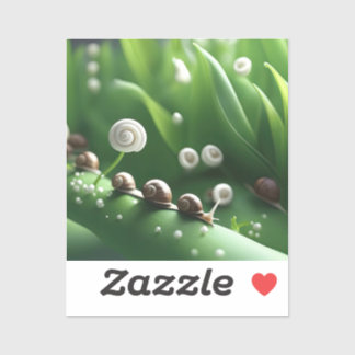 Auf grünen Pflanze aufgereihte Schnecken Aufkleber