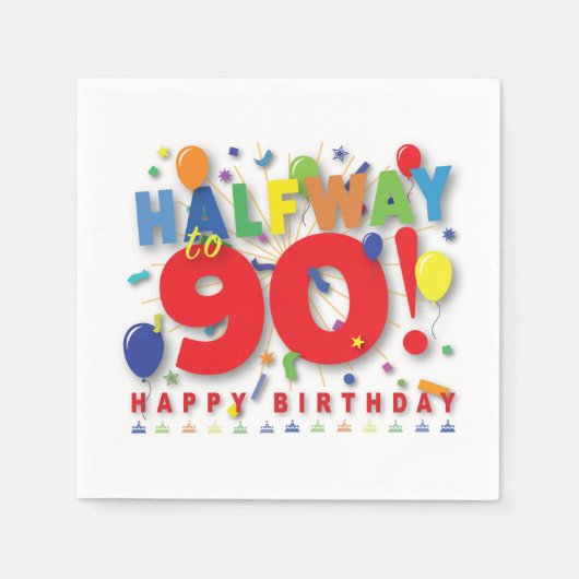 Auf halbem Weg bis 90! Serviette (Vorderseite)