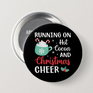 Auf heißem Kakao und Weihnachtsgeschenk laufen Button