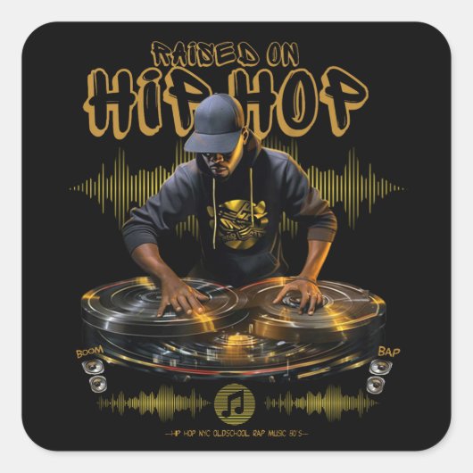 Auf Hip Hop DJ 50th Anniversary Graph gestiegen Quadratischer Aufkleber (Vorderseite)