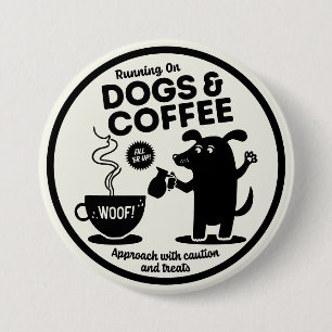 Auf Hunden und Kaffee laufen Button