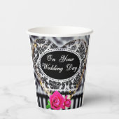 Auf Ihrem Hochzeitstag Papier schwarz und weiß Pappbecher (Rückseite)