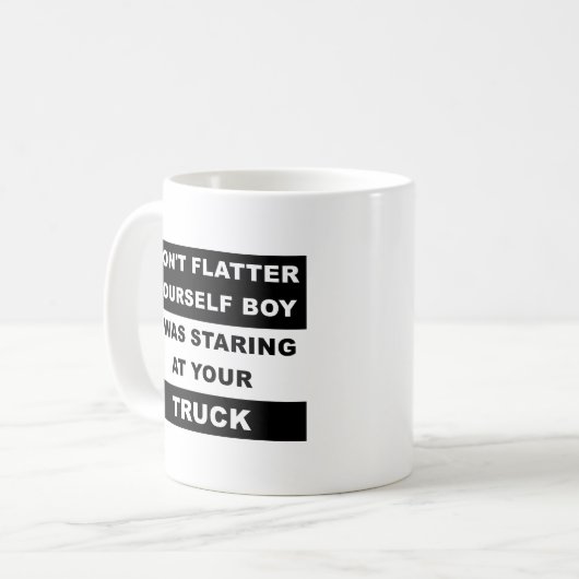 Auf Ihrem LKW Funny Mug Kaffeetasse (Vorderseite Links)