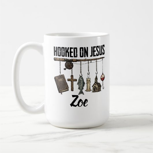 Auf Jesus fixierte personalisierte Kaffeetasse (Links)